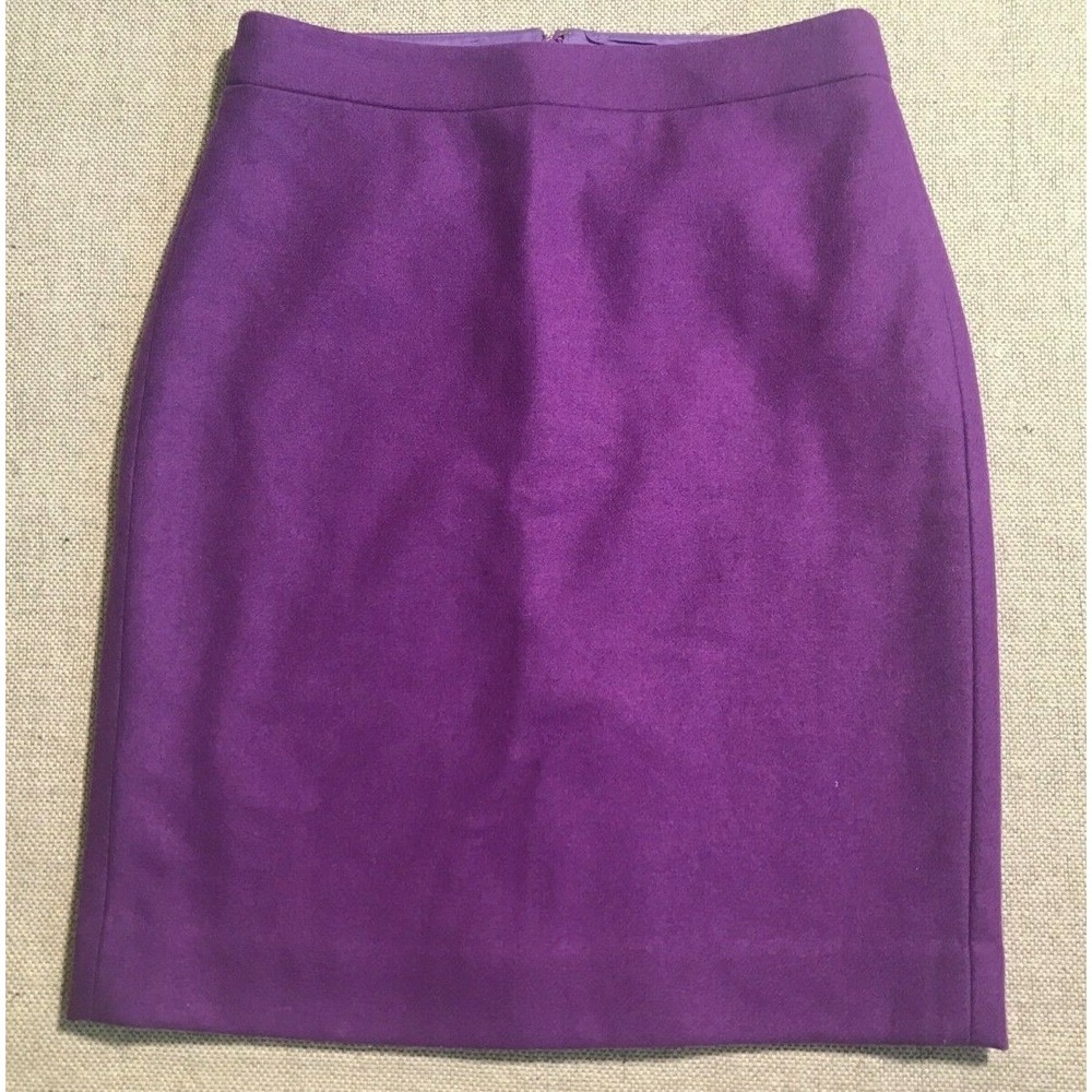 J.Crew Skirt Womens 0 Purple The Pencil Skirt Lined Wool Blend Slit Zipper 1513